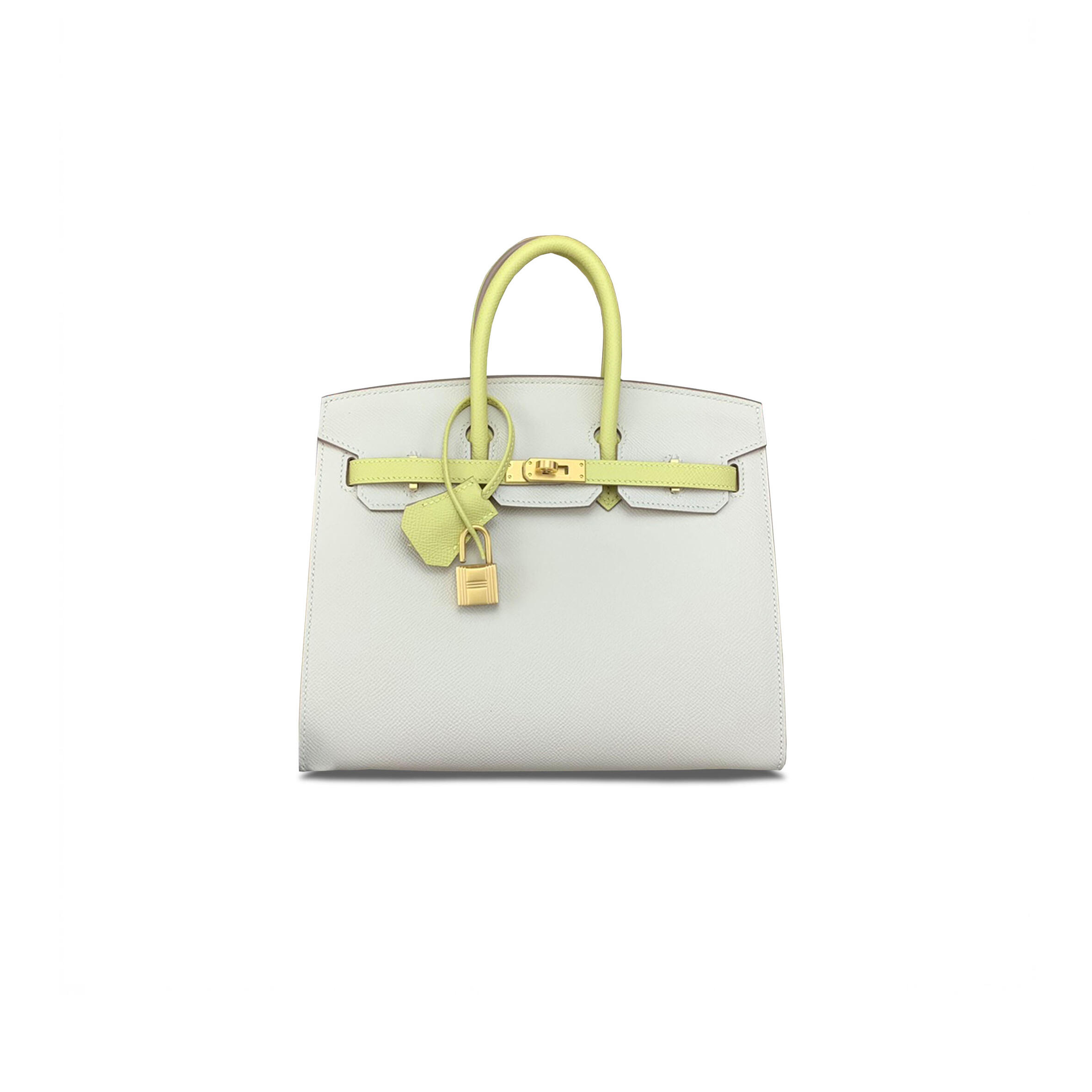 H**me5 BIRKIN 25 EPSOM MILKSHAKE WHITE AND CHICK YELLOW GOLD BUCKLE A2173841 (25*18*13cm) Master Quality